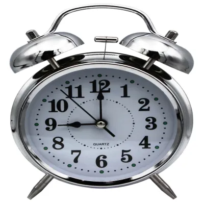 Часы Будильник колокольчик 4010 Серебристые 17,5*10*5,5