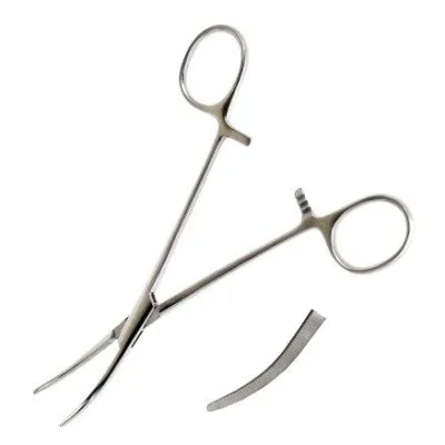 Зажим медицинский изогнутый 158 мм р\ч 20 мм З-53 "мед сталь"