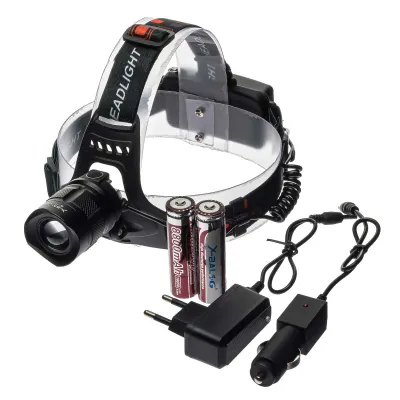 Налобный фонарь Bailong BL-T32-P50 LED, 2х18650, Акк., Zoom, 220V-12V