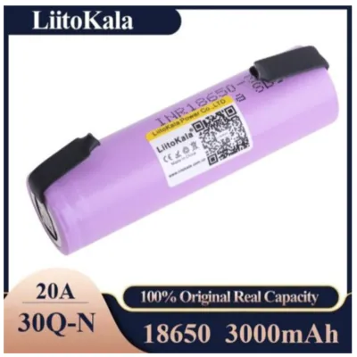 Аккумулятор высокотоковый 18650, LiitoKala 30Q-N, 3000mAh, с контактами под пайку