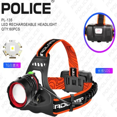 Налобний ліхтар PL-135, GT LED, 2x18650, 3 режими, ЗУ Type-C, zoom