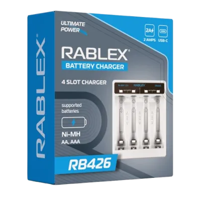 Зарядное устройство Rablex RB426, 4xАА,ААА, 2A, Type-c