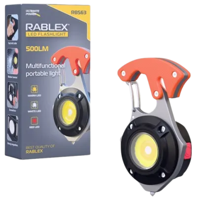 Фонарь для кемпинга Rablex RB563, Белый, Жёлтый, Красный, multitool, Li-Ion аккум., магнит, карабин