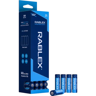 Батарейка Rablex R6 AA Super Heavy Duty солевая (60шт в пачке)