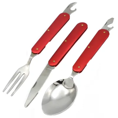 Туристический столовый прибор F48 красный