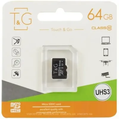 Карта памяти microSDHC T&G (UHS-1) 64GBSD  class 10 (без адаптера) (Гарантия 3года)