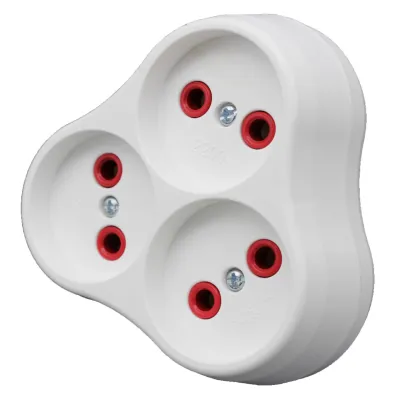 Тройник электрический Neomax белый 16A  Б/З / NX1015