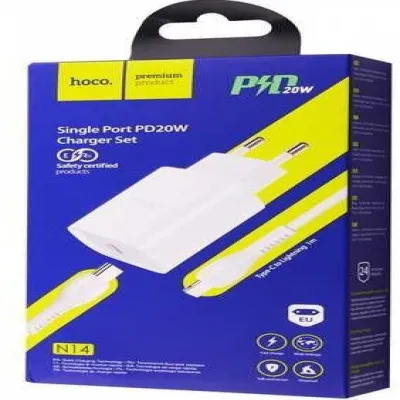 СЗУ Сетевое Зарядное Устройство Hoco N14, быстрая зарядка 20W, Type-C - Lightning