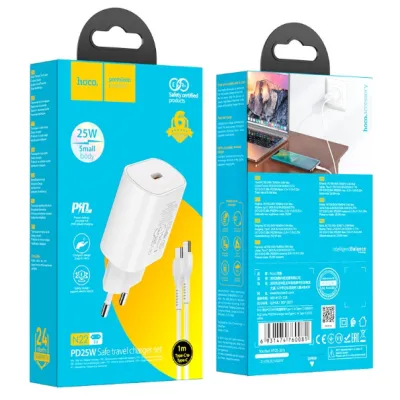 СЗУ Сетевое Зарядное Устройство Hoco N22, быстрая зарядка 25W, Type-C - Type-C