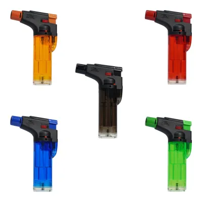 Горелка газовая карманная / Турбо зажигалка / Lighter прозрачная (карамелька-2)