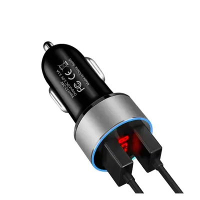 Автомобильное зарядное устройство USB x 2 + вольтметр HZ HC6