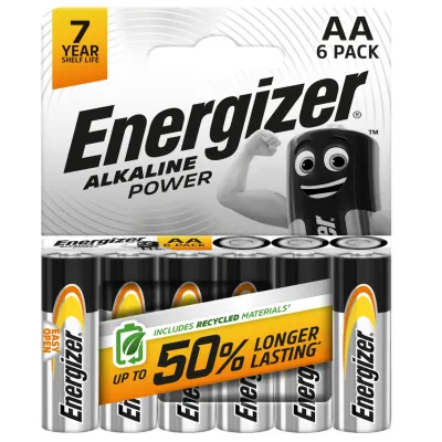Батарейка Energizer LR6/AA Alkaline, блистр 6шт