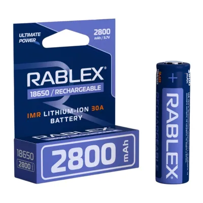 Аккумулятор Rablex 18650, 2800mAh, IMR, Li-ION, 30A, 3.7V, ВЫСОКОТОКОВЫЙ