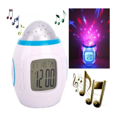 Ночник настольный светильник проектор Звездное небо 1038 с часами и будильником / 4762