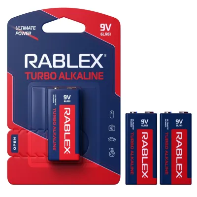 Батарейка Rablex Крона 6F22/ 9V / Alkaline/ TURBO/ БЛИСТР