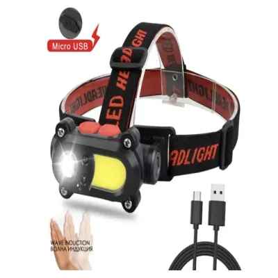 Налобный фонарь Bailong BL-208-XPE+COB, Motion Sensor, Li-Ion аккум., Waterproof, ЗУ microUSB