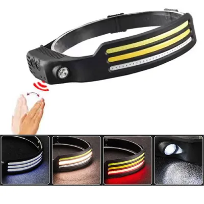 Налобный фонарь Bailong BL-W689-LM+3COB, Белый, Жёлтый, Красный, Motion Sensor, Li-Ion аккум.,Type-C