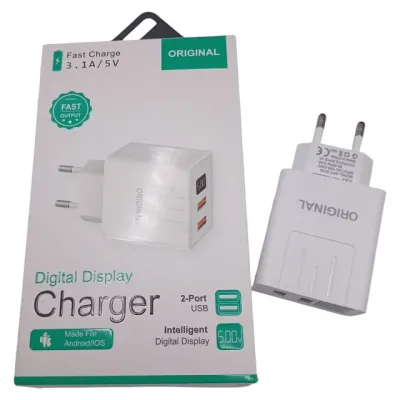 СЗУ Сетевое Зарядное Устройство USB x 2/ A-14 - 2USB / Digital Display / CX-QC03 / ART-5740