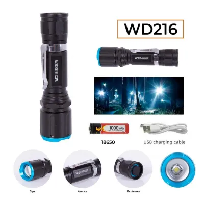 Ручной фонарь Police RB216, microUSB, 18650