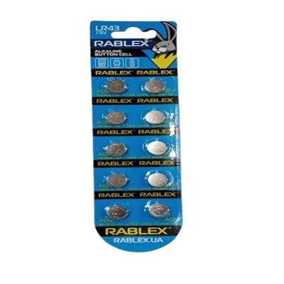 Батарейки-Таблетки Rablex LR43/AG12/1.5V блистер 10шт.