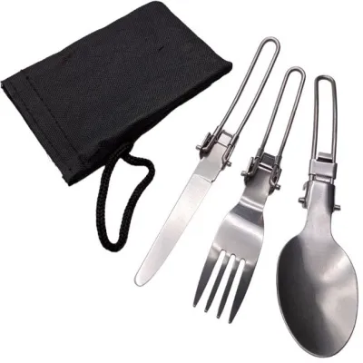 Туристический столовый прибор ложка вилка нож в чехле