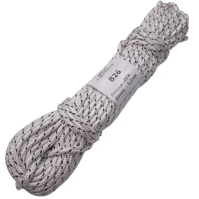 Шнур плетёный с наполнителем B26, 5мм, 20метров, полипропиленовый