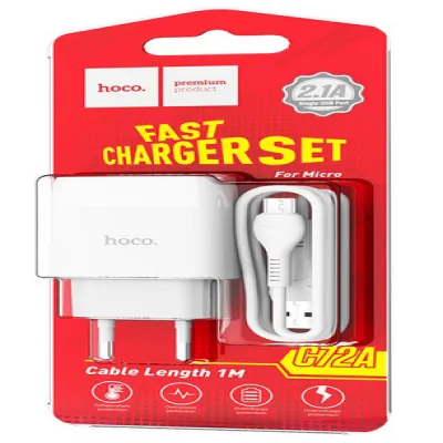 СЗУ Сетевое Зарядное Устройство Hoco C72A / MicroUSB кабель