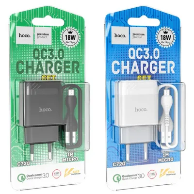 СЗУ Сетевое Зарядное Устройство Hoco C72Q / MicroUSB 3.0A