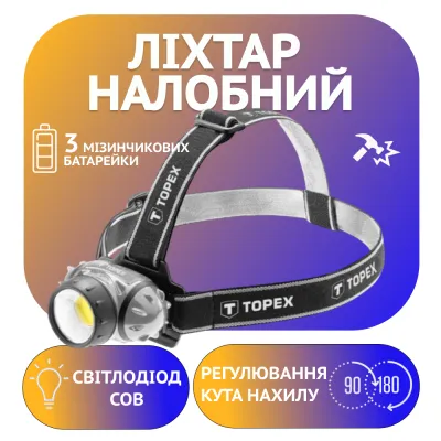 Налобный фонарь PL-014, COB, 3xAAA