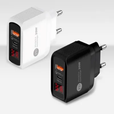 СЗУ Мережева зарядна пристрій PD PKG034, 2*USB, QC3.0, 25W, LED