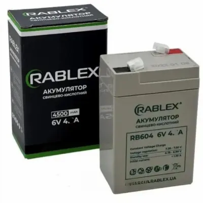 Аккумуляторная батарея Rablex 6V 4Ah (RB604), свинцово-кислотная (SLA)