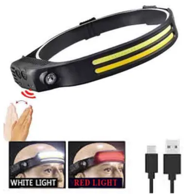 Налобный фонарь Bailong BL-W689-LM+2COB, Белый, Красный,  Motion Sensor, Li-Ion аккум., ЗУ Type-C