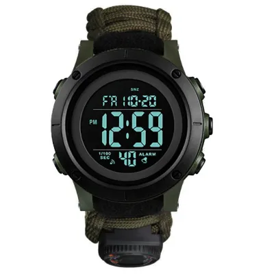 Часы наручные SKMEI 1426AGBK, PARACORD, ARMY GREEN-BLACK, ABS RING, Compass, термометр, 10463