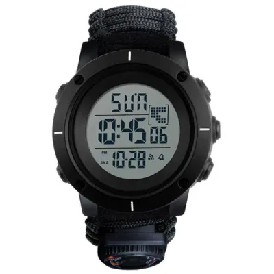 Часы наручные SKMEI 1213BK, PARACORD, BLACK BIG SIZE, Compass, термометр, свисток, кресало, 10465