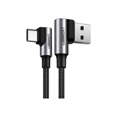 Дата кабель USB 2.0 AM to USB-C 2.0m 3A 90° corner US176 black Ugreen (20857)