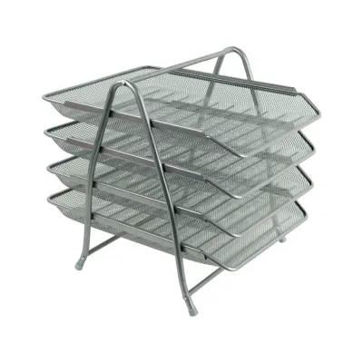 Лоток для паперів Axent горизонтальний 4-в-1, металевий, срібний (2129-03-A)