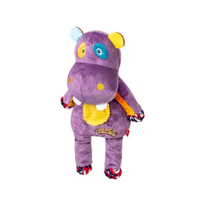 Іграшка для собак GiGwi Plush Бегемот з мотузками та пищалкою 34 см (2255)