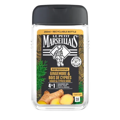 Гель для душу Le Petit Marseillais 4 в 1 Імбир і кипарисове дерево 250 мл (3574661633725/3574661714523)