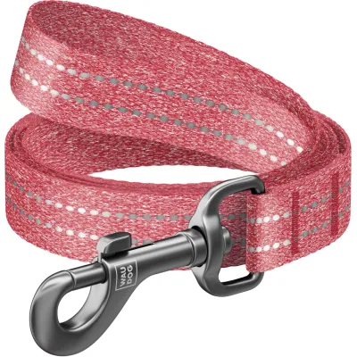 Повідець для собак WAUDOG Re-cotton світловідбивний S Ш 15 мм Д 500 см червоний (40133)