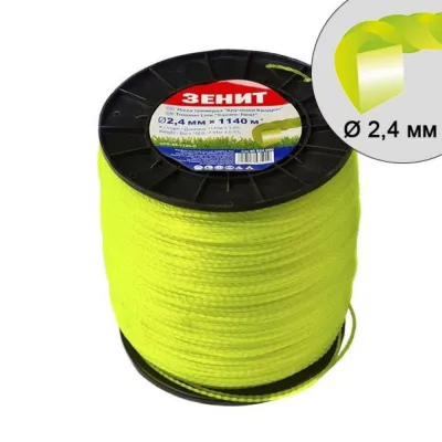 Жилка косильна Зеніт "Кручений квадрат" 2,4 мм x 1140 м (КРК-24-1140-С) (40524000)
