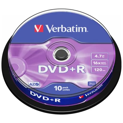 Диск DVD Verbatim 4.7Gb 16X CakeBox 10шт Silver (43498)