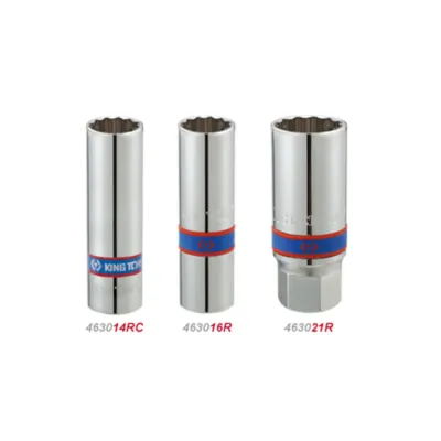 Торцева головка KING TONY 1/2" свічкова 21 мм 12-гранна з гумою (463021R)