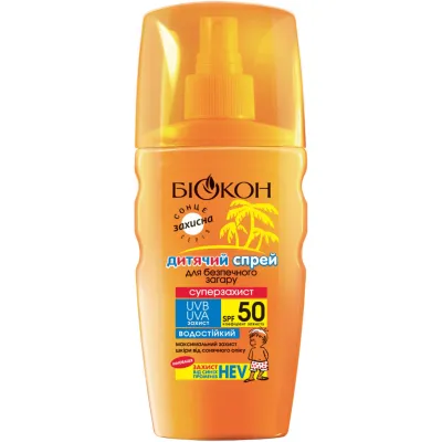 Засіб для засмаги Біокон Дитячий спрей для безпечної засмаги Суперзахист SPF-50 160 мл (4820008318404)