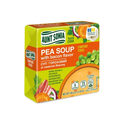 Їжа швидкого приготування Тьотя Соня Суп гороховий з беконом брикет 180 г (4820015101198)