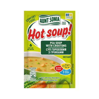 Їжа швидкого приготування Тьотя Соня Суп гороховий з грінками 18 г (4820015102850)