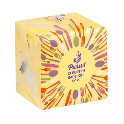 Серветки столові Parus 1 шар Жовті 100 шт. (4820044170080)