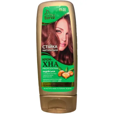 Хна Fito Barva Professional Індійська крем-хна в готовому вигляді 3.0 - Темний каштан 140 мл (4820098542246)
