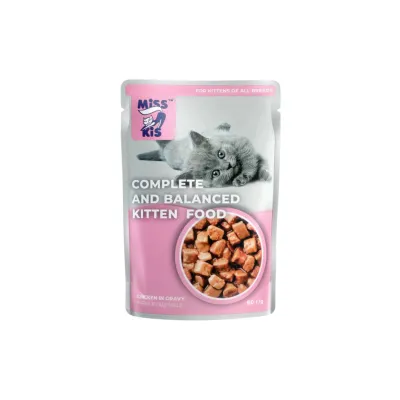 Вологий корм для кішок Mis Kiss для кошенят курка у підливці 80 г (4820111141425)