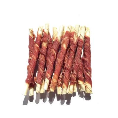 Ласощі для собак Lucky Star Качине в'ялене м'ясо на кальцінованій паличці 12.5 см 500 г (4820144201011)