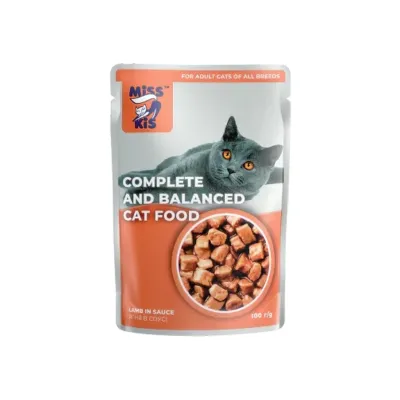 Вологий корм для кішок Mis Kiss з ягням в соусі 100 г (4820164440186/4820111141432)